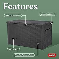 Vista 3 de Keter Java XXL - Caja grande de almacenamiento para exteriores con aspecto de ratán de resina de 230 galones, para cojines de muebles de patio