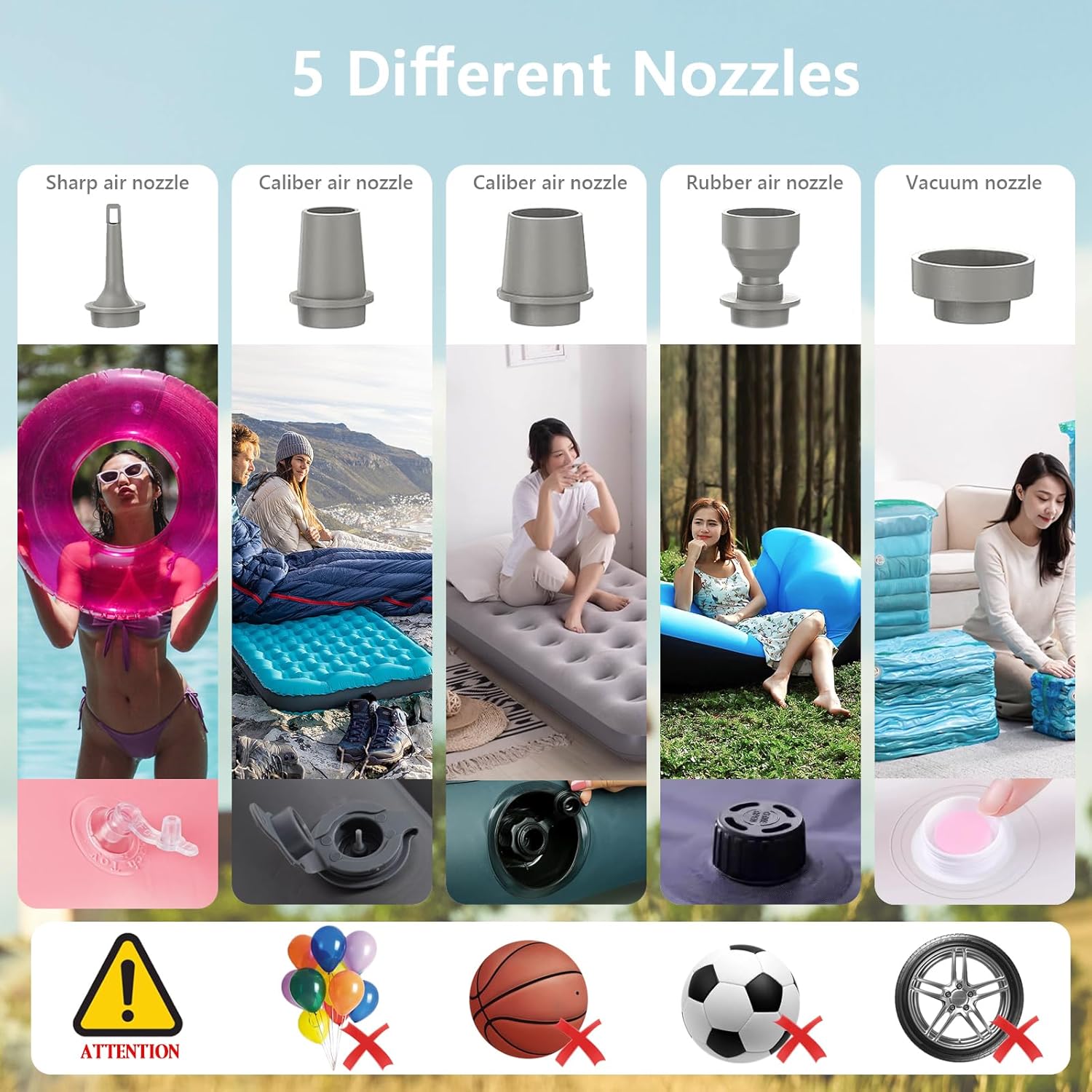 Portable Air Pump for Inflatables, ICEKATI Mini Electric Rechargeable Inflate Deflate Pump with Camping Light for Pool Floats, Swimming Rings, Air Mattress, Sleeping Pads, Vacuum Storage Bags