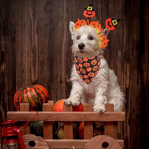 Miniatura 3 de ADOGGYGO Bandana de Halloween para perro, bufanda de perro con diseño de murciélago de calabaza, tela duradera de alta calidad, bandanas de