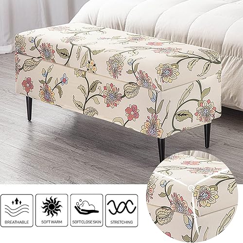 Miniatura 5 de NILUOH Funda otomana elástica rectangular de almacenamiento otomana, fundas de banco plegables para reposapiés, protector de muebles con parte
