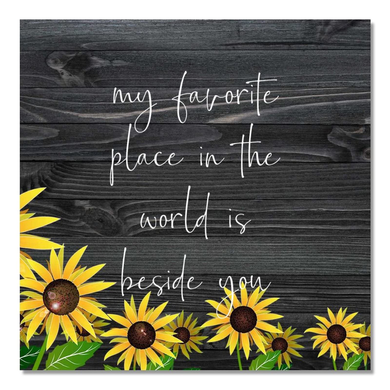 Plaque en bois avec tournesol pour personnaliser un mur vide de chambre