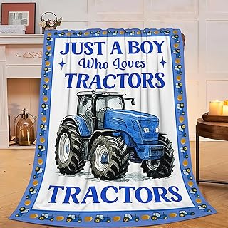 Tractor Blanket Truck Throw Blanket Soft Warm Cozy Fleece Fuzzy Plush Farm Tractors Flannel Blankets Gifts for Boys Girls Women Kids Adults 40"X50"