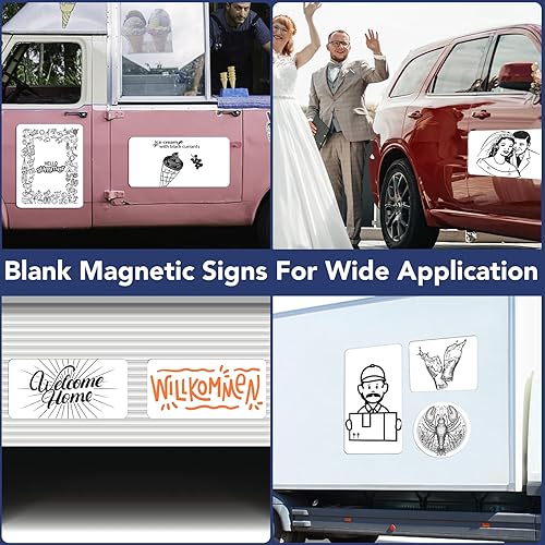 Miniatura 7 de DIYMAG 2 Piezas Imanes en Blanco para Automóvil, 24 x 12 Pulgadas Letreros Magnéticos para Puerta de Automóvil Esquinas Redondeadas Adhesivo