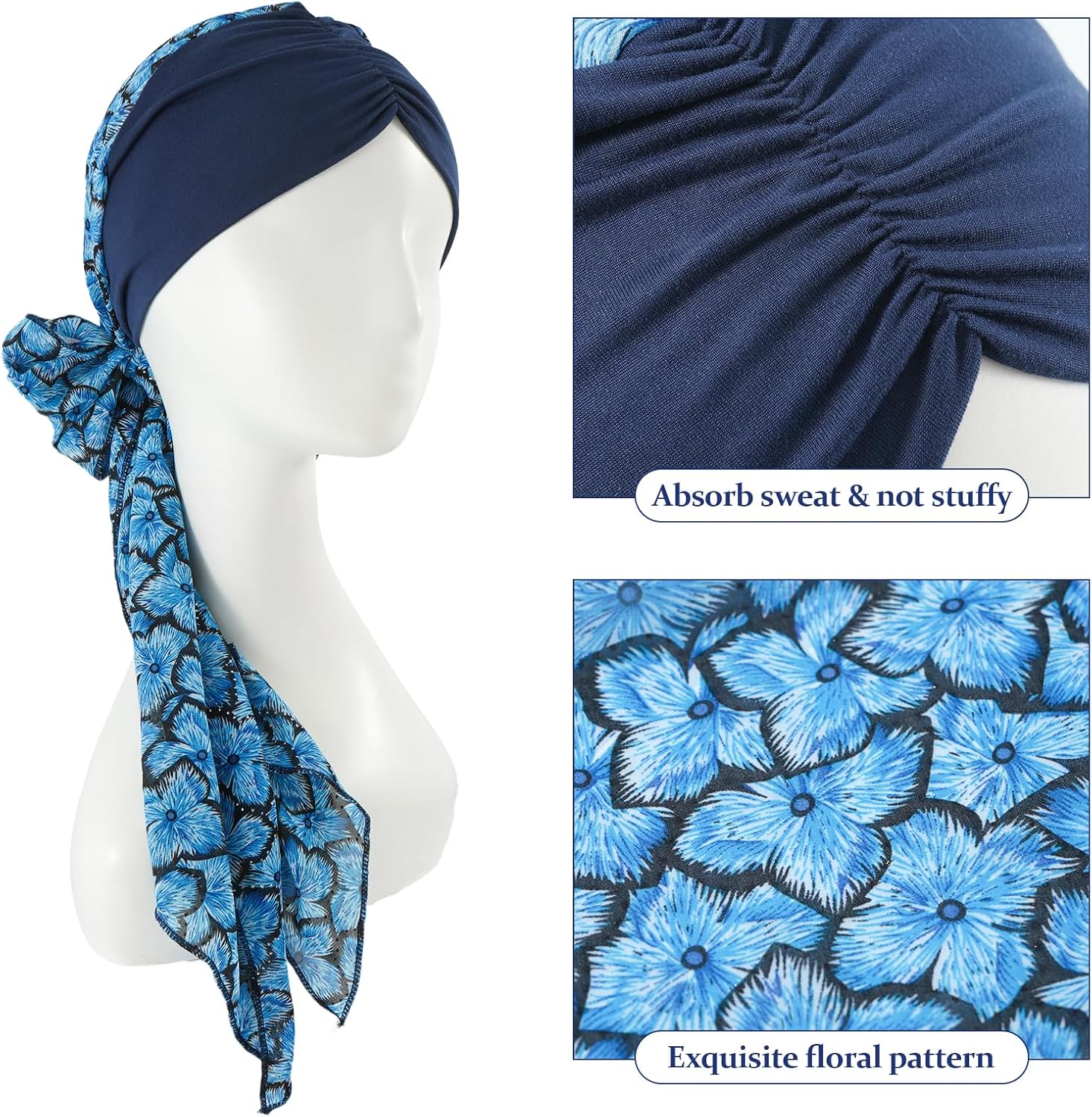 DOCILA Chemo Headwear Turban for Women, Patients Head Hair Scarf Skull Cap, Cancer Hair Loss Head Wrap Covering Beanie Hat - Image 7