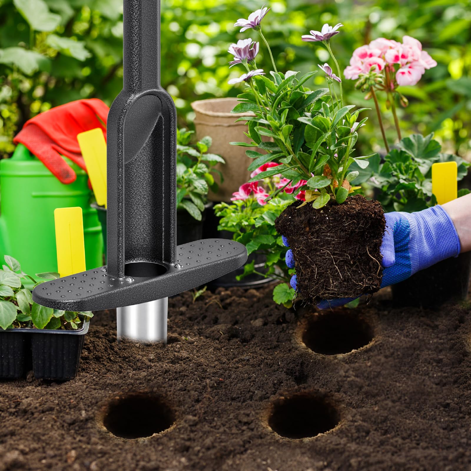 Outil De Plantation De Bulbes De Tulipes Couteau à Gazon, Pelle à Main pour Pelouse Et Jardin, avec PoignéE Souple en Caoutchouc pour Creuser des Trous pour Planter des Bulbes De Fleurs