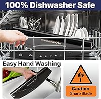 Vista 6 de KitchenStar Cortador de pizza de 14 pulgadas con balancín y cuchilla - Cuchillo de acero inoxidable afilado, cubierta protectora, negro