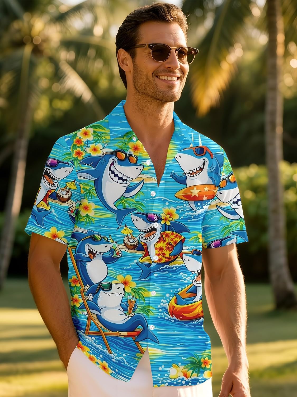 PAGYMO Funny Hawaiian Shirt for Men Novelty Crazy Graphic Button Down Summer Holiday Aloha Beach Shirts