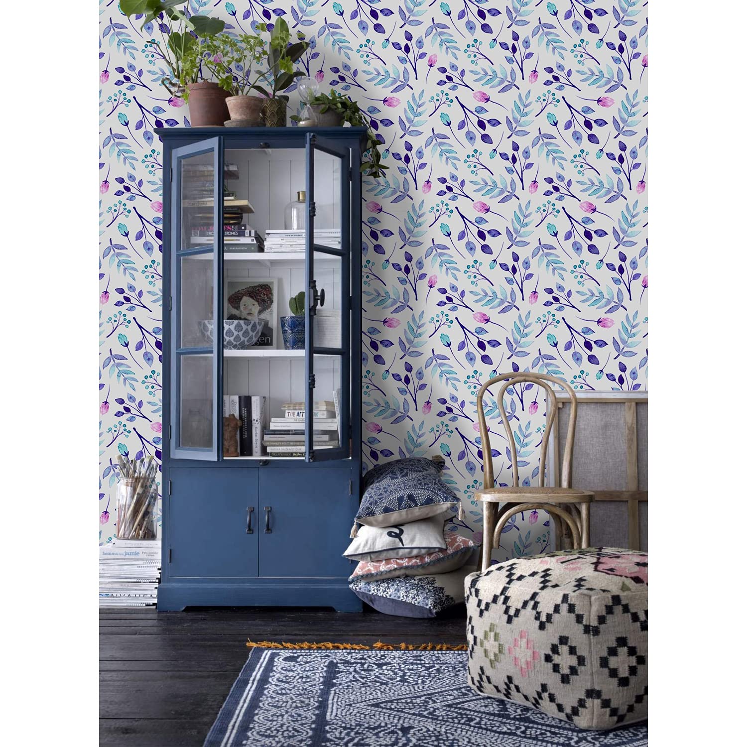 Papier peint latex fleurs violet 312x219cm Coloray pour salon