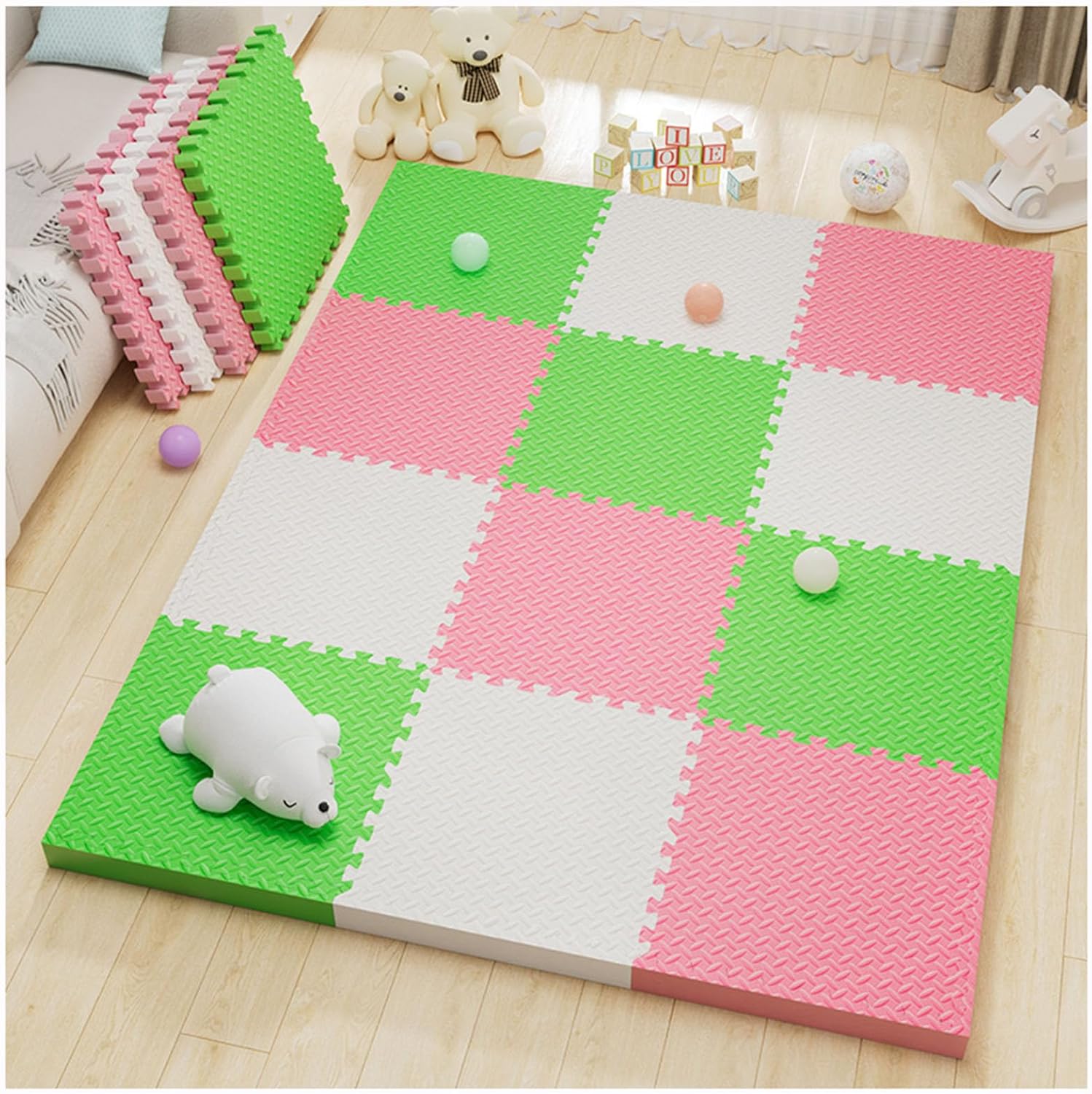 Interlocking Foam Floor Mats - Extra Thick 1 Puzzle Tiles for Yoga, Cardio, Weights - 9 Pieces, 12x12 inch Interlocking Design for Versatile Use and Comfort