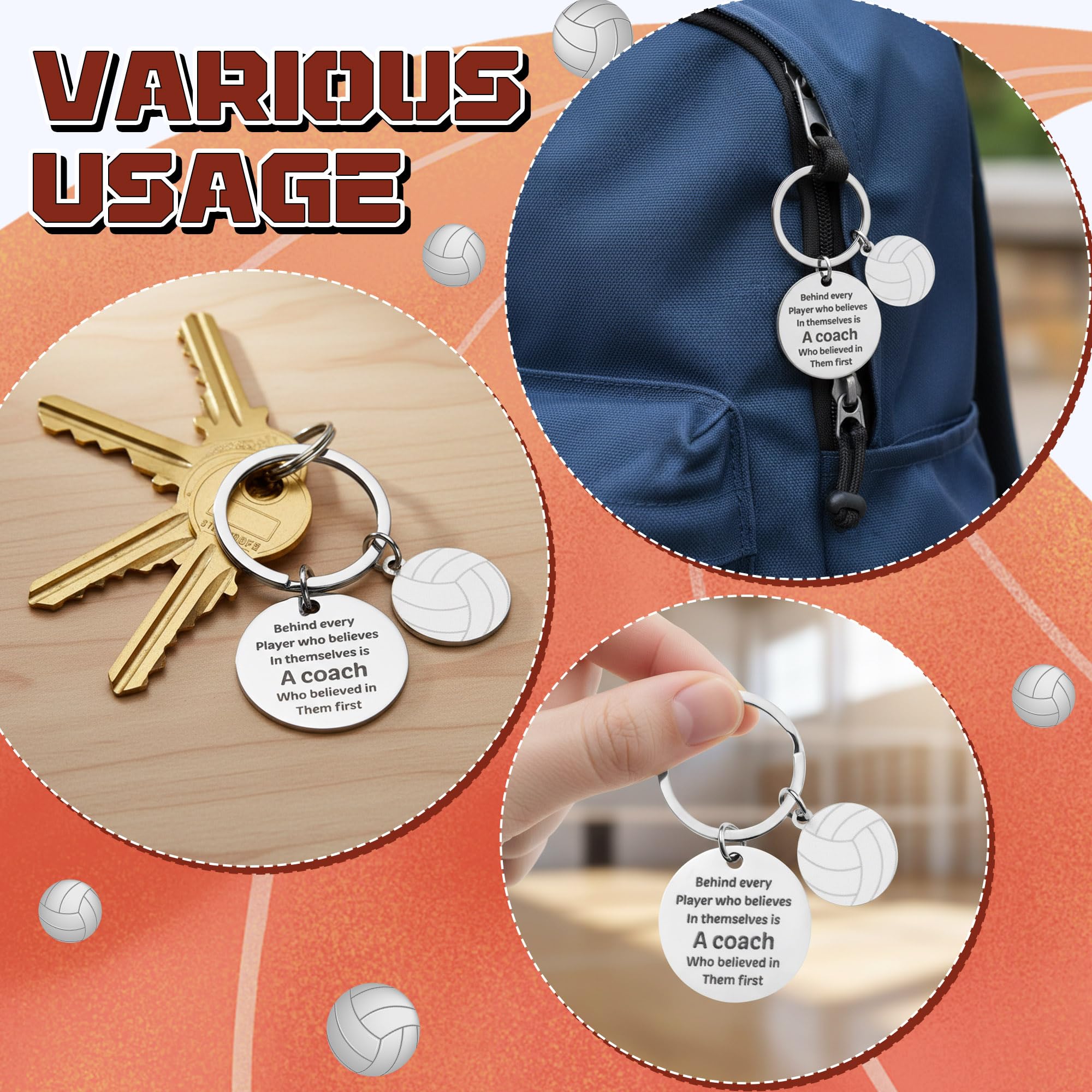 WATINC Coach Appreciation Keychain Gift Set, 4Pcs Sport Match Cheer Keychains Keepsake Present with Thank You Packaging