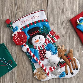 Bucilla 86707 Felt Applique Stocking Kit, 18, Santa Stop Here,
