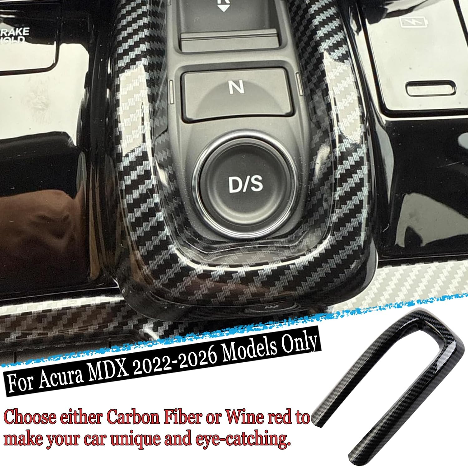 MUXEE Car Shift Panel Trim Cover for 2022-2026 Acura MDX, ABS Carbon Fiber Gear Shifter Console Panel Overlay, Interior Dashboard Accessories Full Set image 4