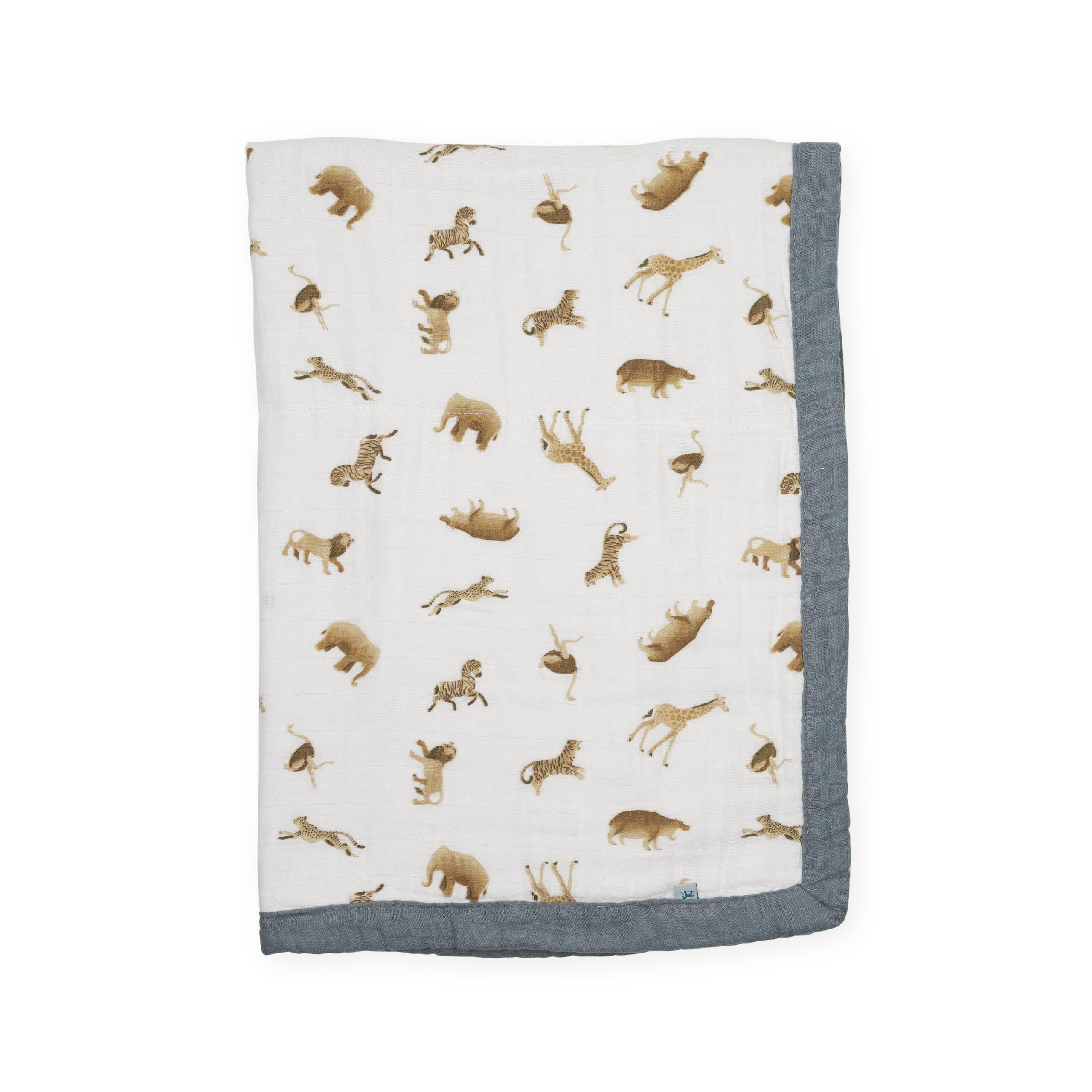 Little Unicorn 100% Certified Organic Newborn Receiving Quilt | Ultra- Soft, Multi-Layered Muslin Fabric | Gift for Newborns &amp; on-The-go (Animal Crackers)