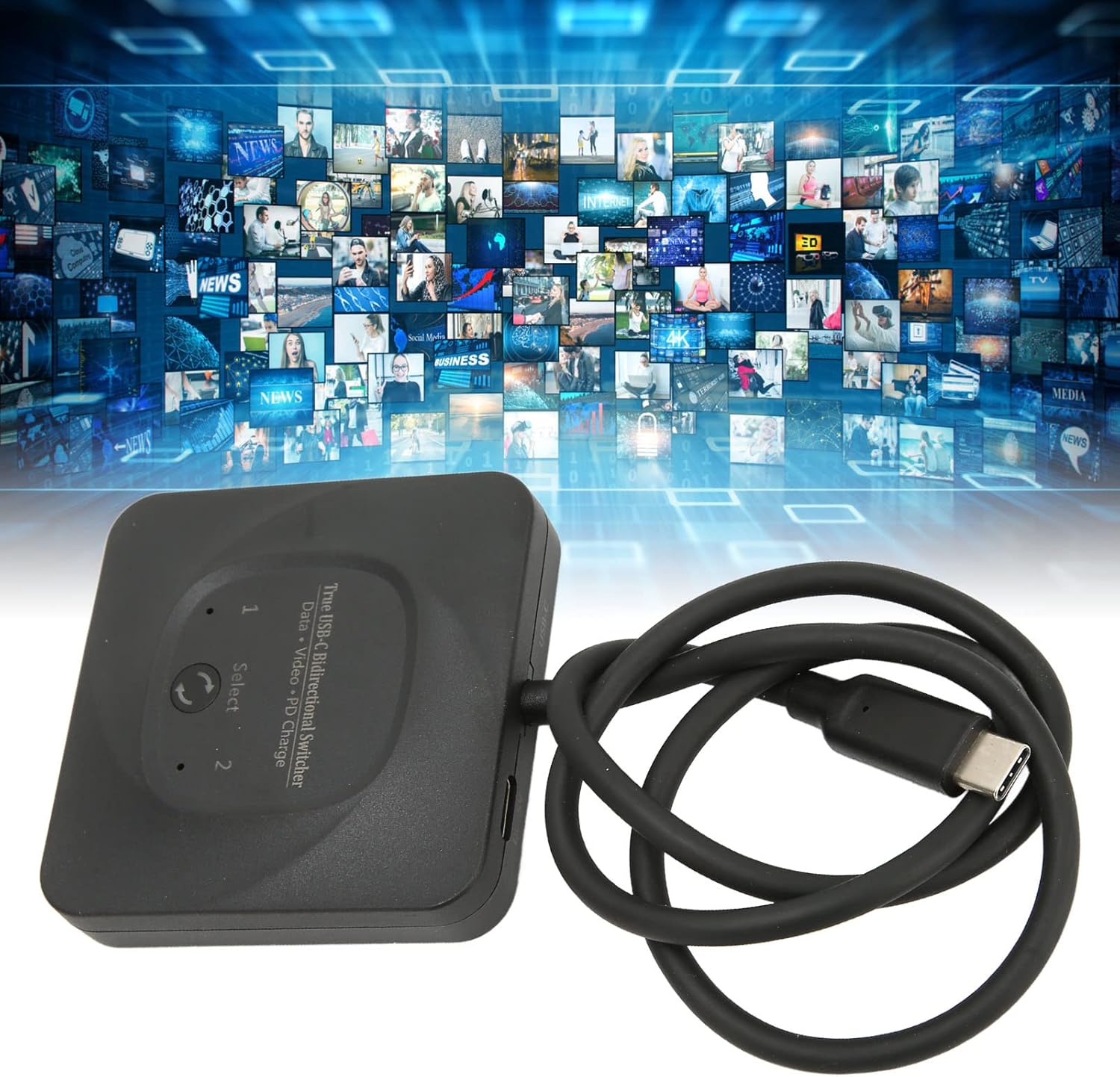 USB C 2 in 1 Output 8K 60Hz HD Type C Bi Direction er Splitter, Two Computers Sharing one Monitor, USB Hub with Power Indicator for PCs