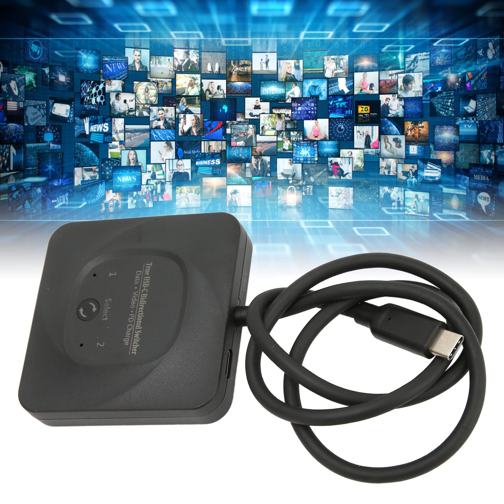 2 in 1 Out USB C Switch, Bi-Directional USB C Switcher 2 Computers Type C KVM Switch Supports 8K@60Hz 4K@120Hz Video 10Gbps Data Transfer 100W Charging Compatible with Device