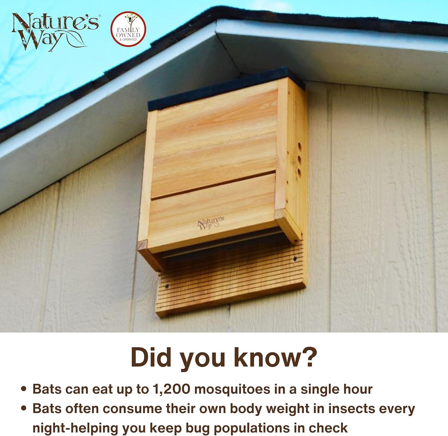 Nature's Way Bird Products CWH6 Triple Chamber Cedar Bat House, 20.5" x 12" x 5"