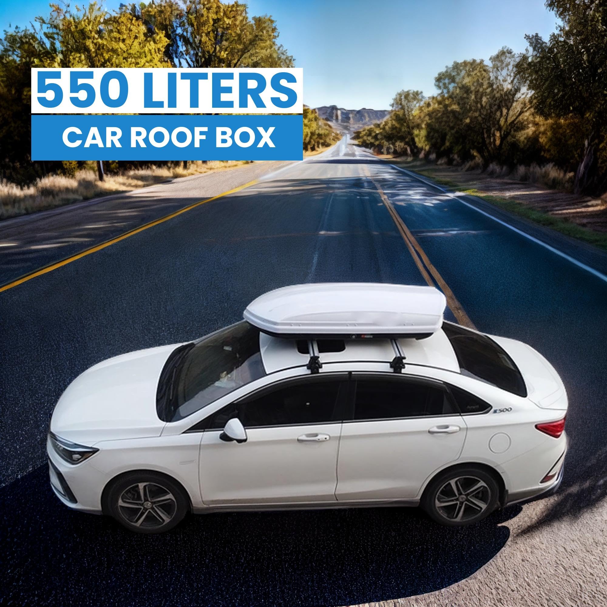 Cofre de Techo 550 litros para el Coche, Porta Equipaje de Automóvil, Baúl Portaequipaje. Cofre Coche Universal de Techo para Vehículo, Bolsa Portaequipajes, Maletero.