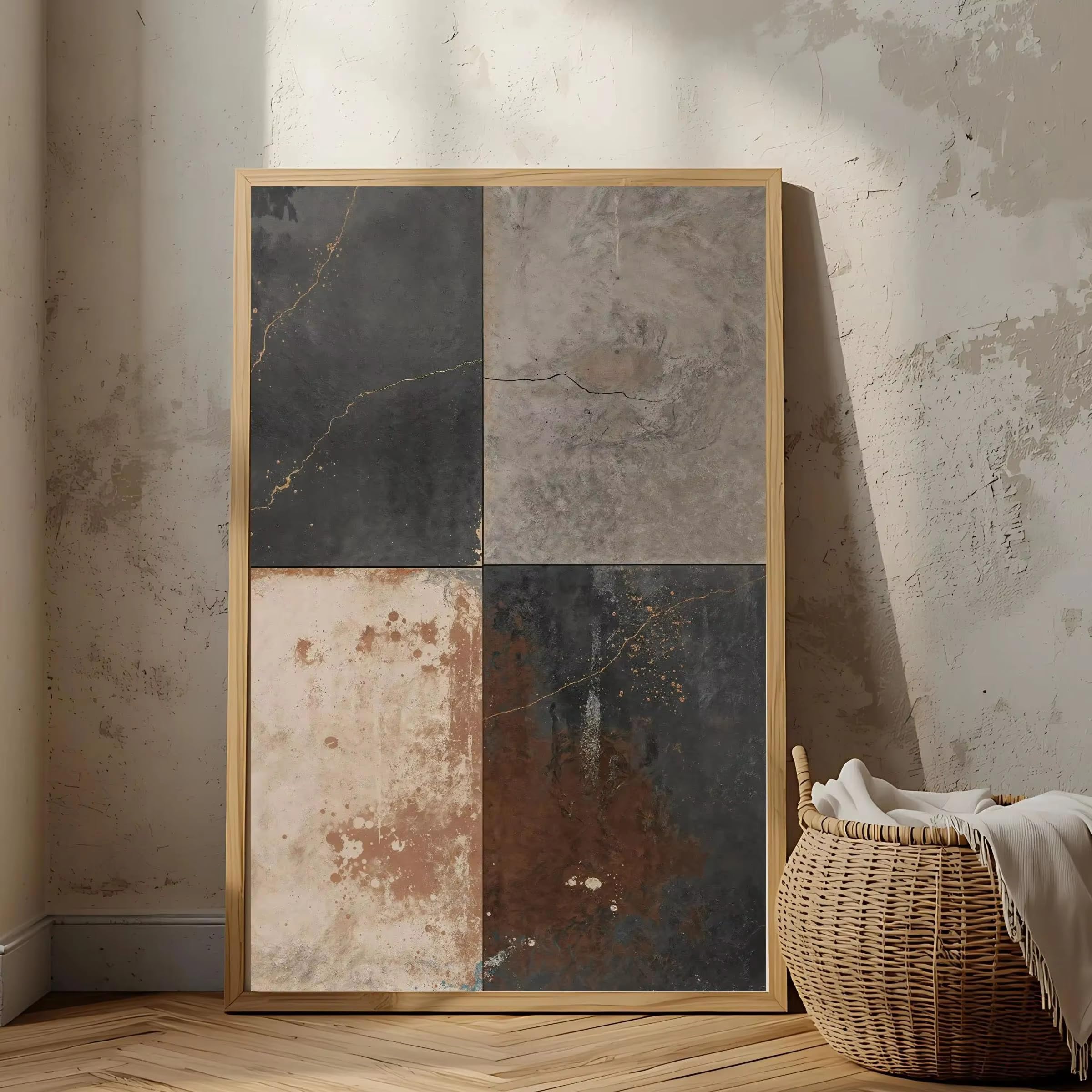 LTjiajuypd Stampe artistiche geometriche nordiche su tela, poster da parete per la decorazione della casa (60x85 cm - 3 pezzi)