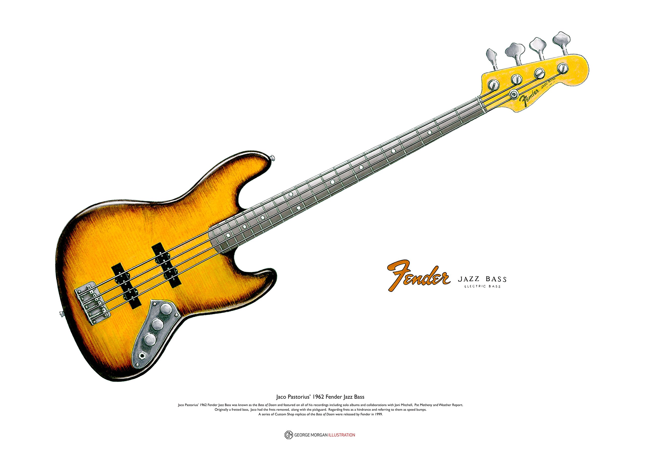 George Morgan Illustration Jaco Pastorius' 1962 Fender Jazz 'Bass