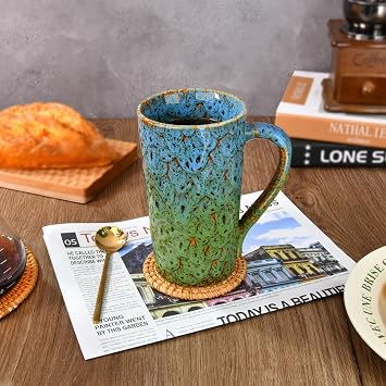 20 oz Ceramic Coffee Mugs Set of 2, Large Tall Coffee Mugs with Handles | Modern Coffee Cups for Tea, Cocoa, Milk, Gifts for Housewarming Christmas, Birthday, Microwave and Dishwasher Safe