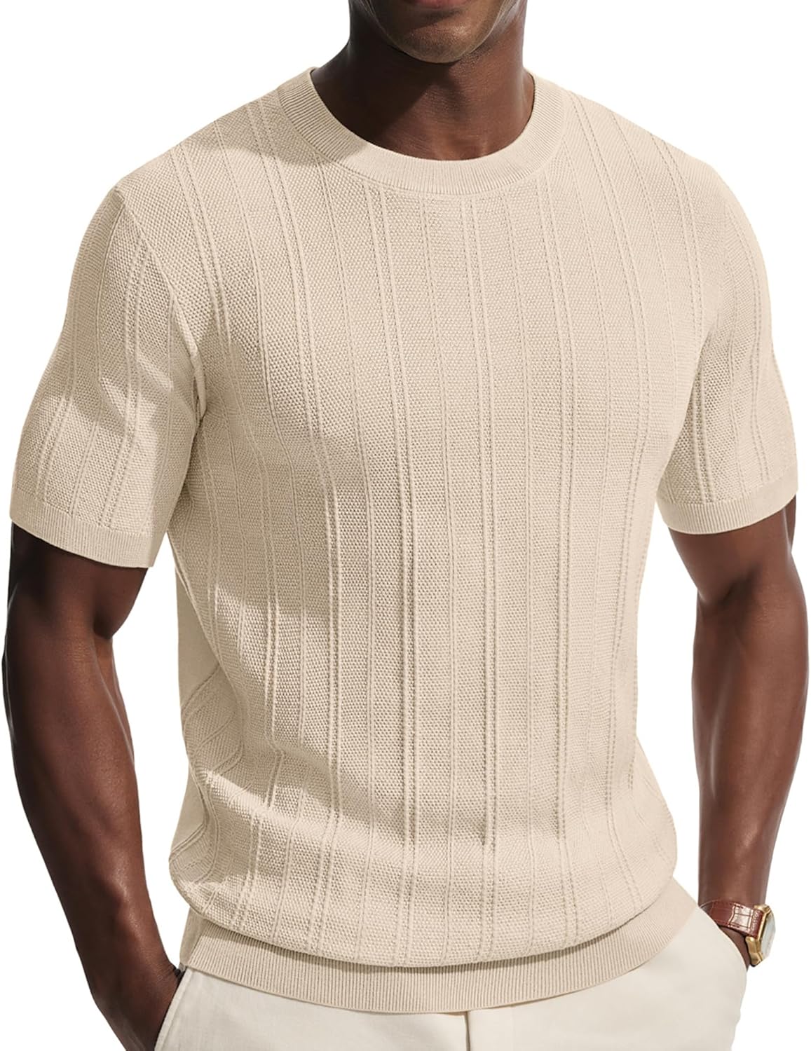 PJ PAUL JONES Tshirt Herren Kurzarm Strick T-Shirt mit Rundhals Sommer Casual T Shirts