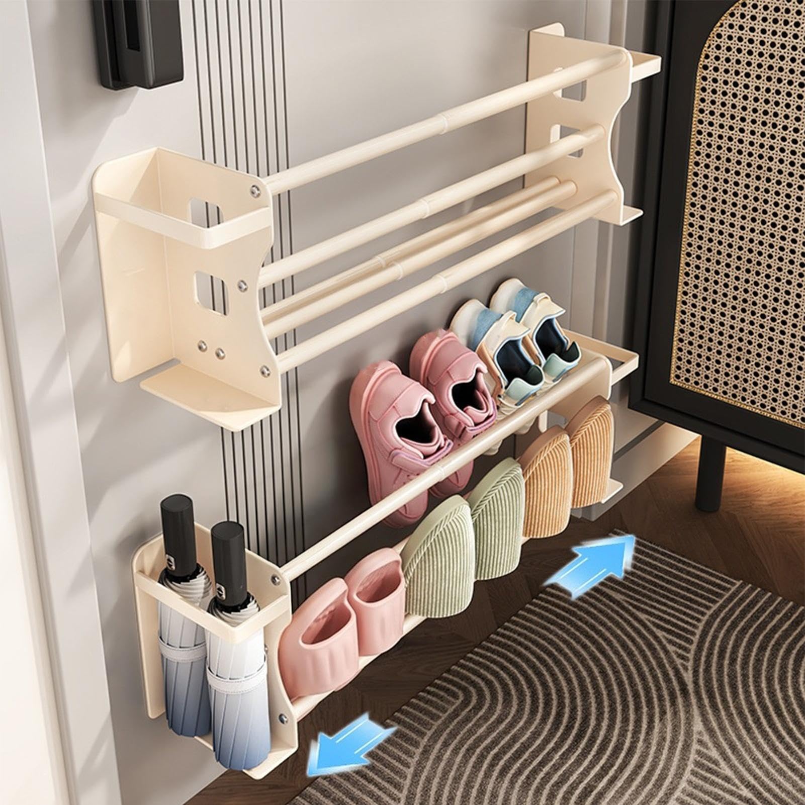 Organizador de zapatos de pared Organizador Magnético Retráctil para | Almacenamiento De Zapatos Sobre La Puerta En Armario Entrada Recibidor Lavadero Balcón