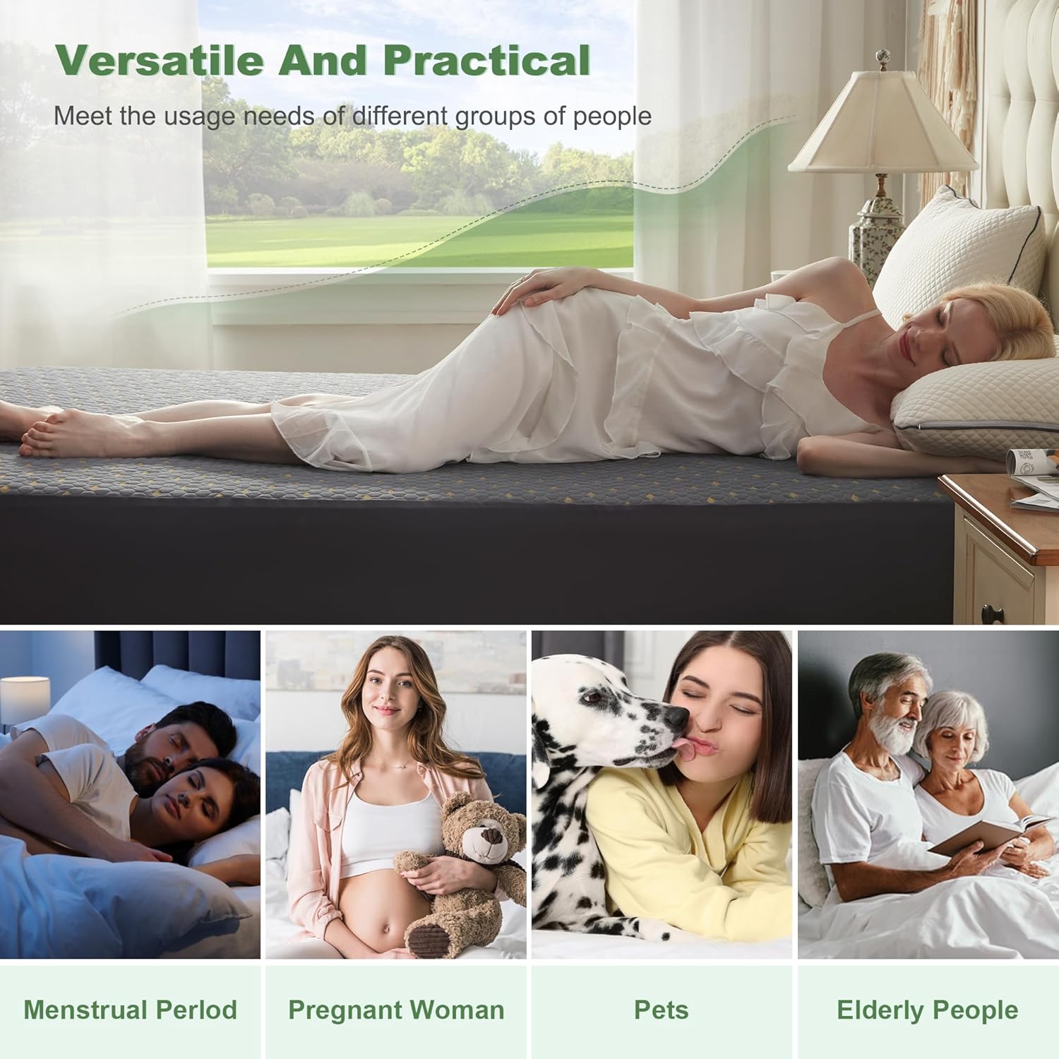 Waterproof Mattress Protector, California King Size Mattress Pad Fitted 6"-18" Deep Pocket, 3D Air Fabric Bed Mattress Cover Noiseless Washable for Home, Bedroom, Hotel(Carbon Gray) - Image 6