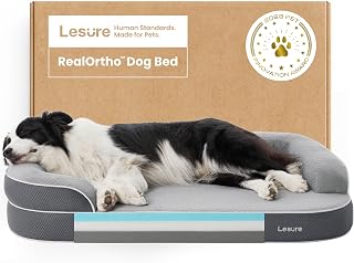 LE SURE RealOrtho™ Memory-Schaum Hundebett groß - orthopädisches Hundesofa | Premium 3-Schicht Stützschaum Hundekorb, Senioren-Gelenkschutz, wasserdichter & waschbarer Bezug für Tiefschlaf, 106cm grau