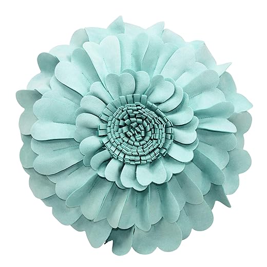 Contempo lifestyles flower pillow – decorative pillow 3d round throw pillows for home décor – handmade sweetheart flower pillow for bed & couch-sunflower pillow - 13 inch light blue
