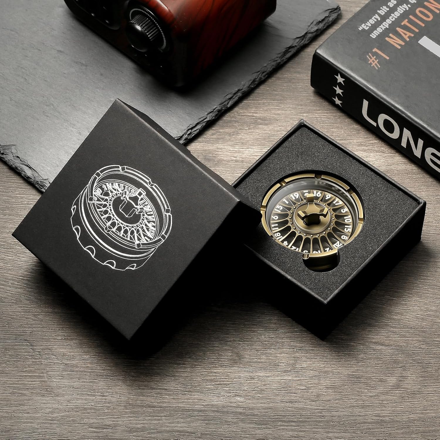 DNDND Roulette Wheel D20 Spinner Dice with Gift Box for Dungeons and Dragon Game RPG & Table Games (Brass)