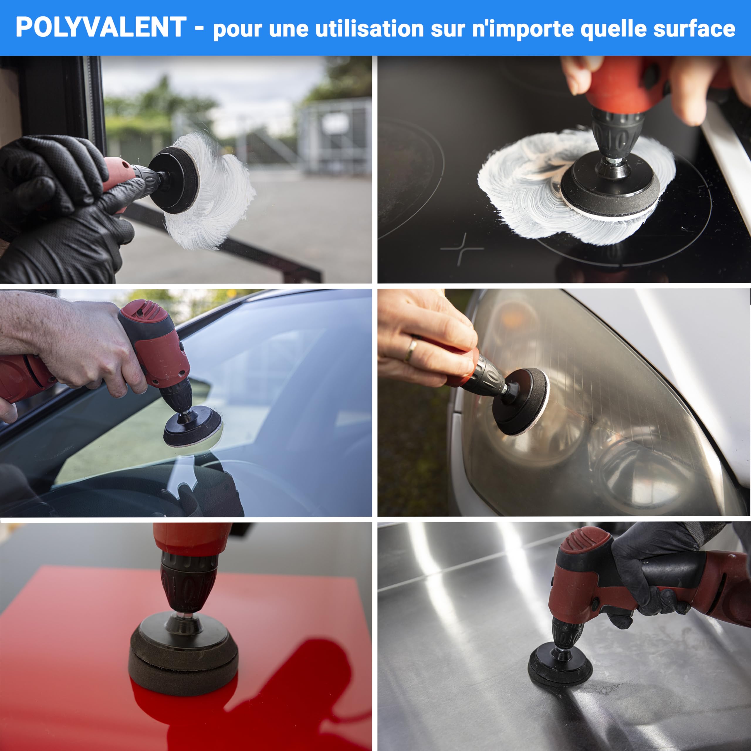 Patin de support auto-agrippant 75 mm pour perceuse Glass Polish