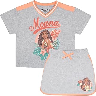 Princess, Lilo and Stitch, Minnie Mouse, Moana and Frozen Girls 2-Piece Sets - Short Sleeve T-Shirt and Skort for Kids