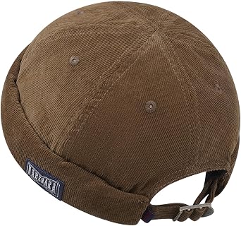 Clakllie Unisex Brimless Sailor Cap Leon Fisherman Hat Rolled Cuff Vintage Landlord Hat Corduroy Skull Docker Beanie Cap