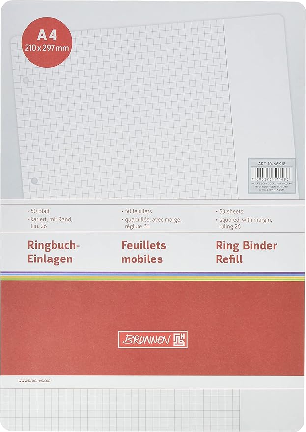 Bloc De Cours A4 Quadrillé Commercial 4 Trous 100 Feuilles