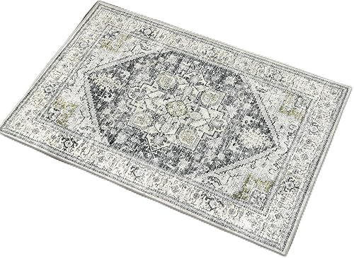Miniatura 1 de Alfombra bohemia lavable a máquina de 2 x 3 pies, alfombra de interior pequeña para cocina, tapete desgastado y antideslizante retro para baño,