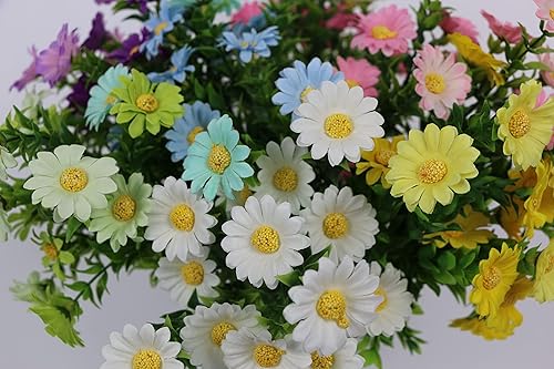 Miniatura 6 de Vadiuyu 12 paquetes de flores artificiales, margaritas falsas, resistentes a los rayos UV, flores de plástico para interiores y exteriores, flores