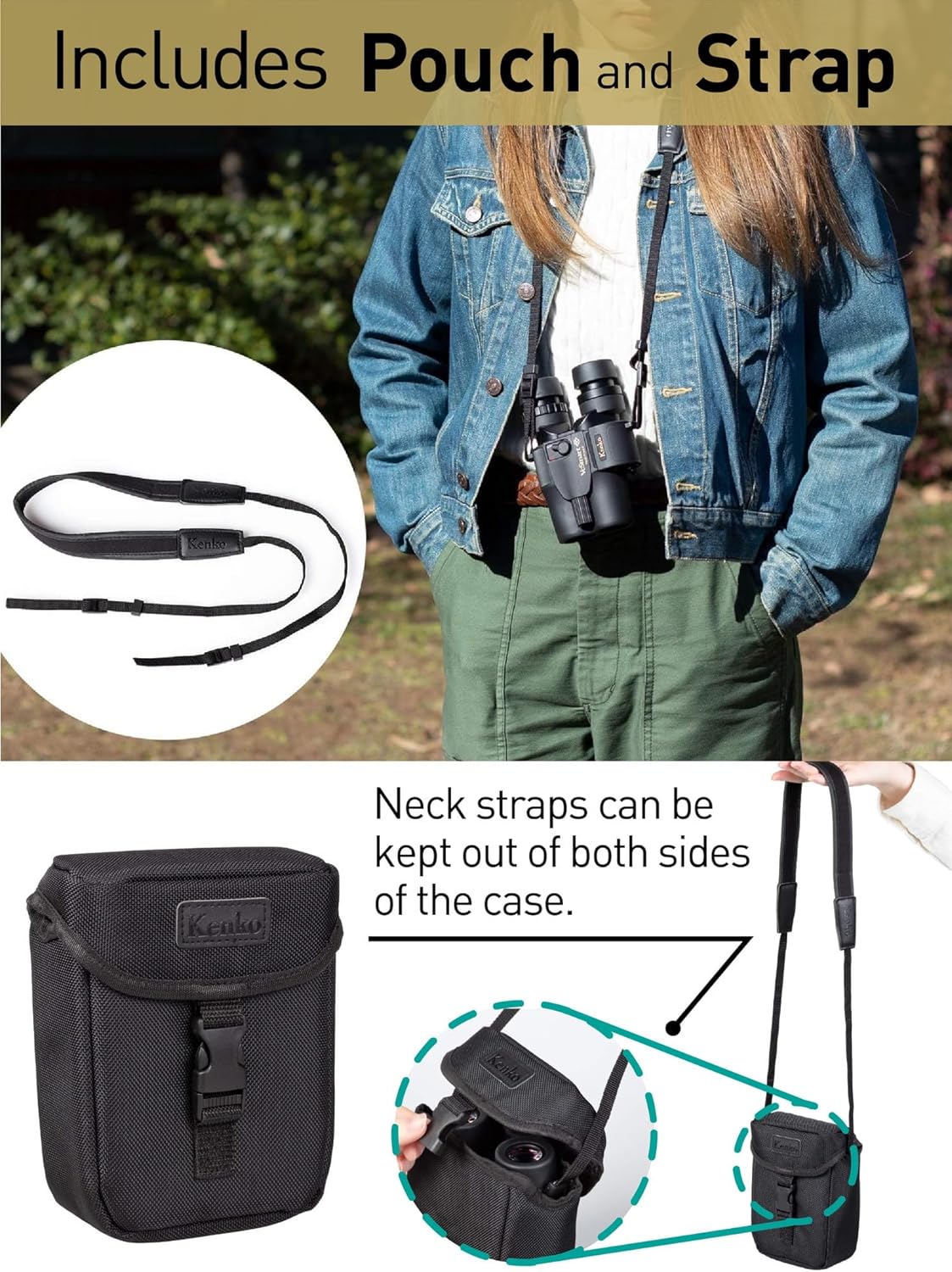 Kenko VcSmart 10x30 Binoculars with included pouch and strap