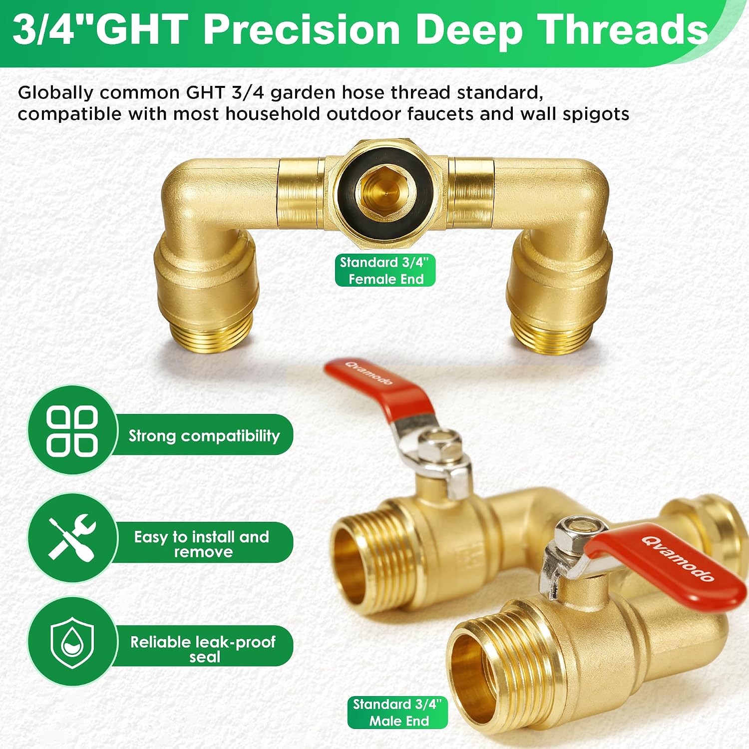 360° Rotatable Garden Hose Splitter 2026 Upgrade 3/4" GHT Swivel Brass Hose Splitter, High Flow Spigot Splitter with Seperately Shut Off Valves, Heavy Duty Faucet Splitter for Outdoor Garden Courtyard image 3