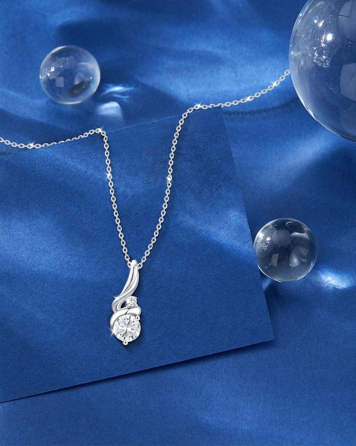 2 Carat Moissanite Necklaces for Women 925 Sterling Silver Pendant Necklace,Anniversary Present or Valentine Christmas Mothers Day Birthday Jewelry Gifts for Mom Wife Her Girlfriend - Image 3