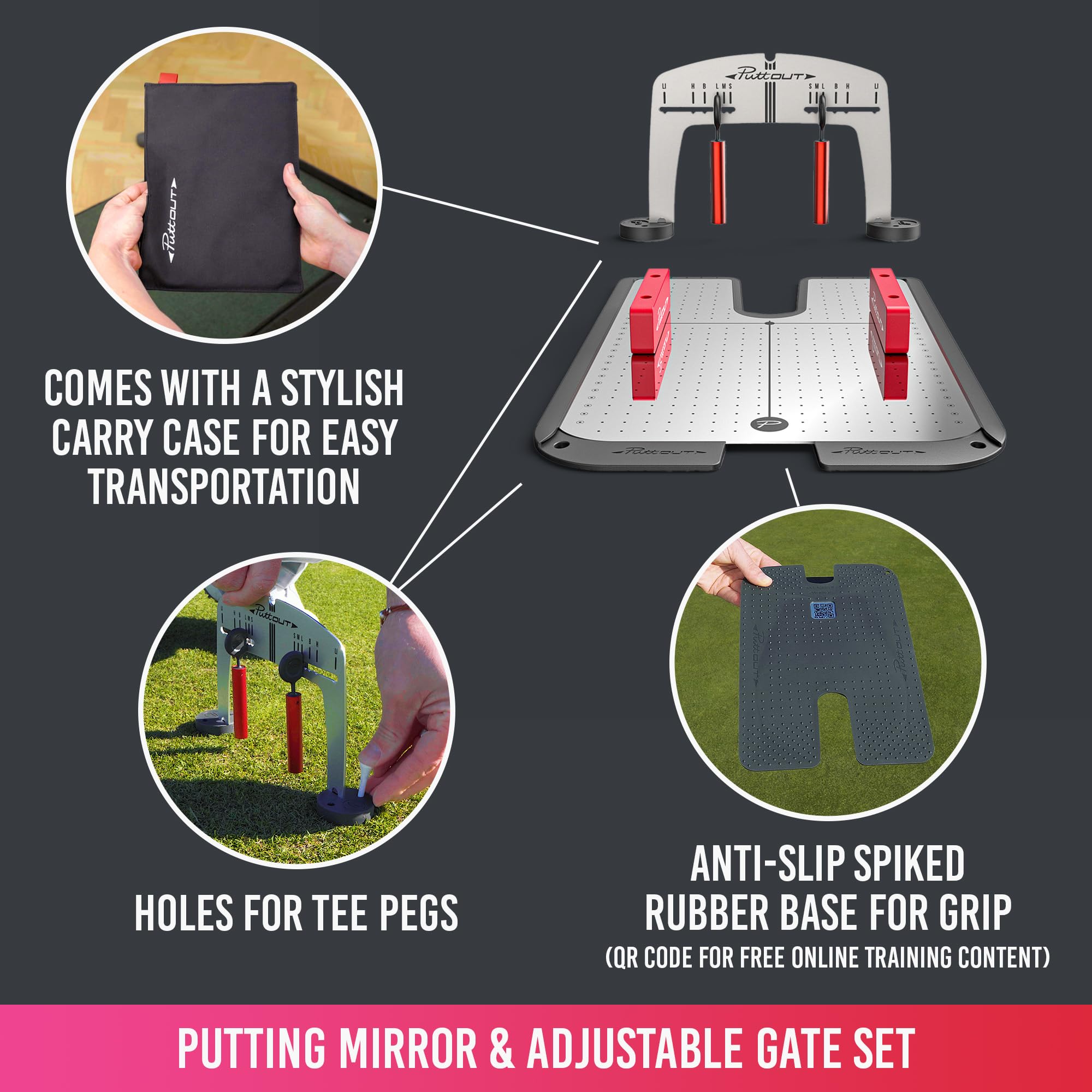 PuttOUT Miroir de putting magnétique avec portail réglable