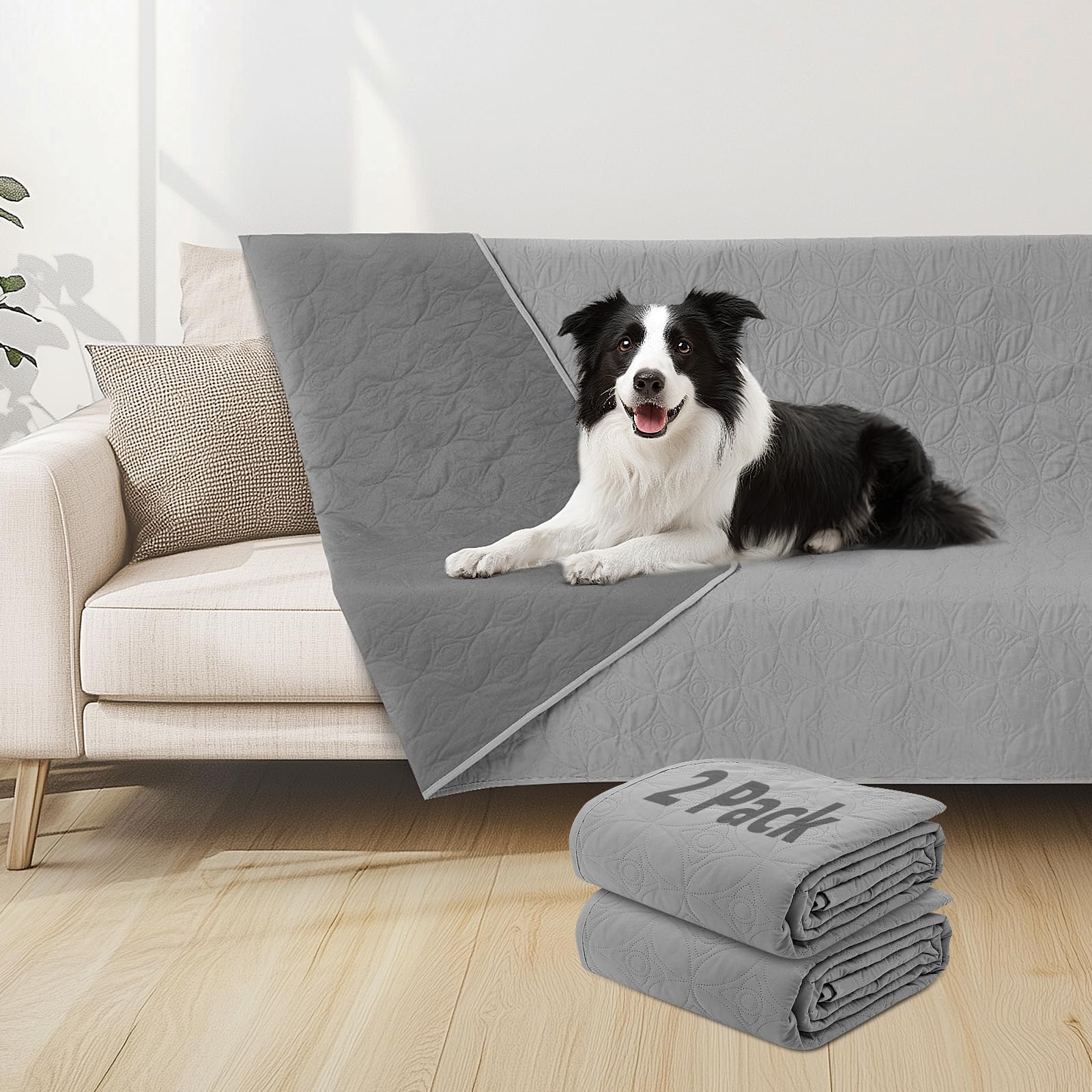 PICK FOR LIFE Waterproof Dog Blanket For Bed, 2 Pack 97×190cm Dog Blankets Washable Soft Reversible Puppy Blankets Anti Scratches Dirty for Bed Sofa Furniture