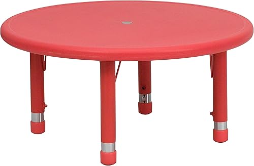 Flash Furniture Mesa de actividad redonda de plástico rojo de 33 pulgadas