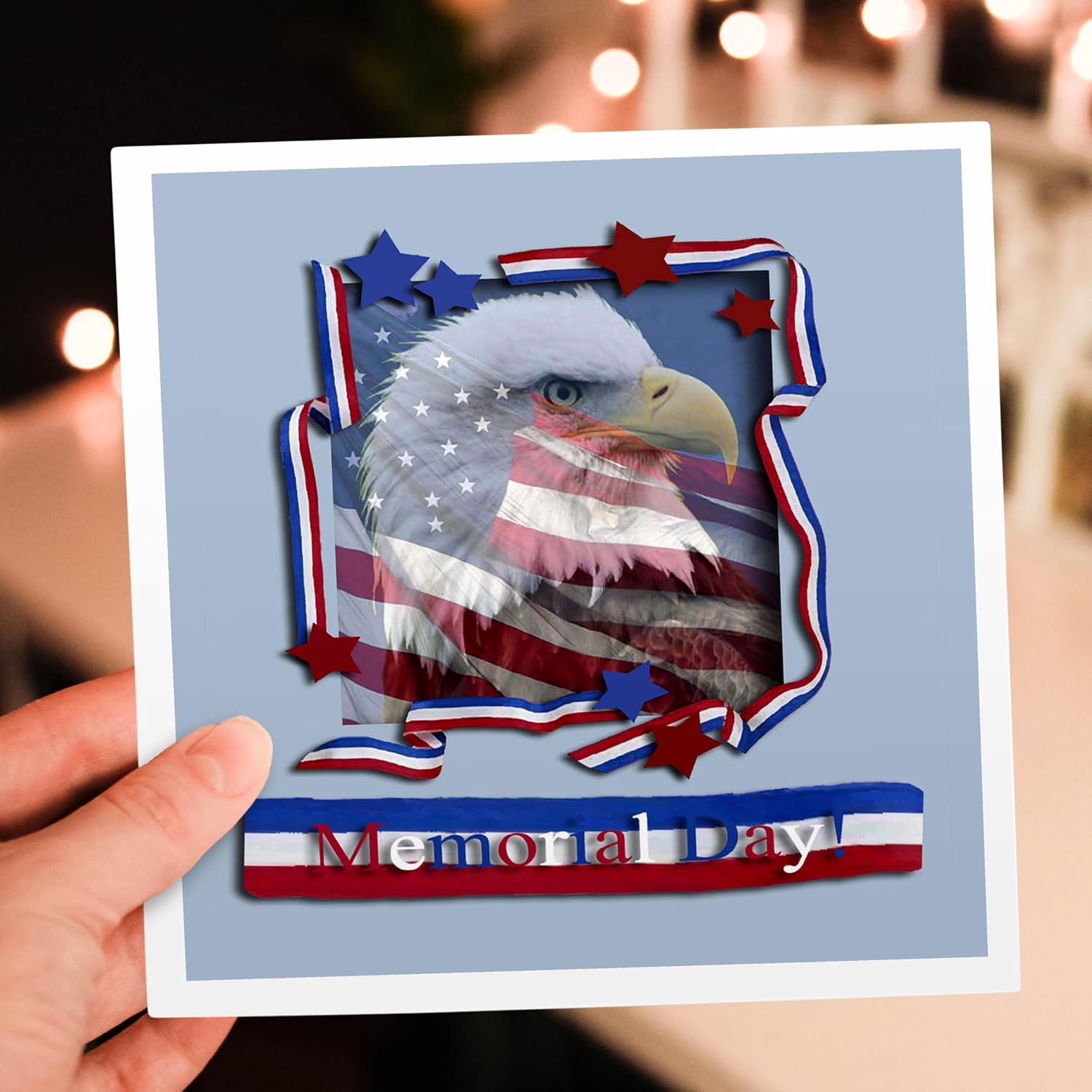 3dRose Memorial Day Patriotic Eagle - Greeting Cards, 6 x 6 inches, set of 12 (gc_16335_2)