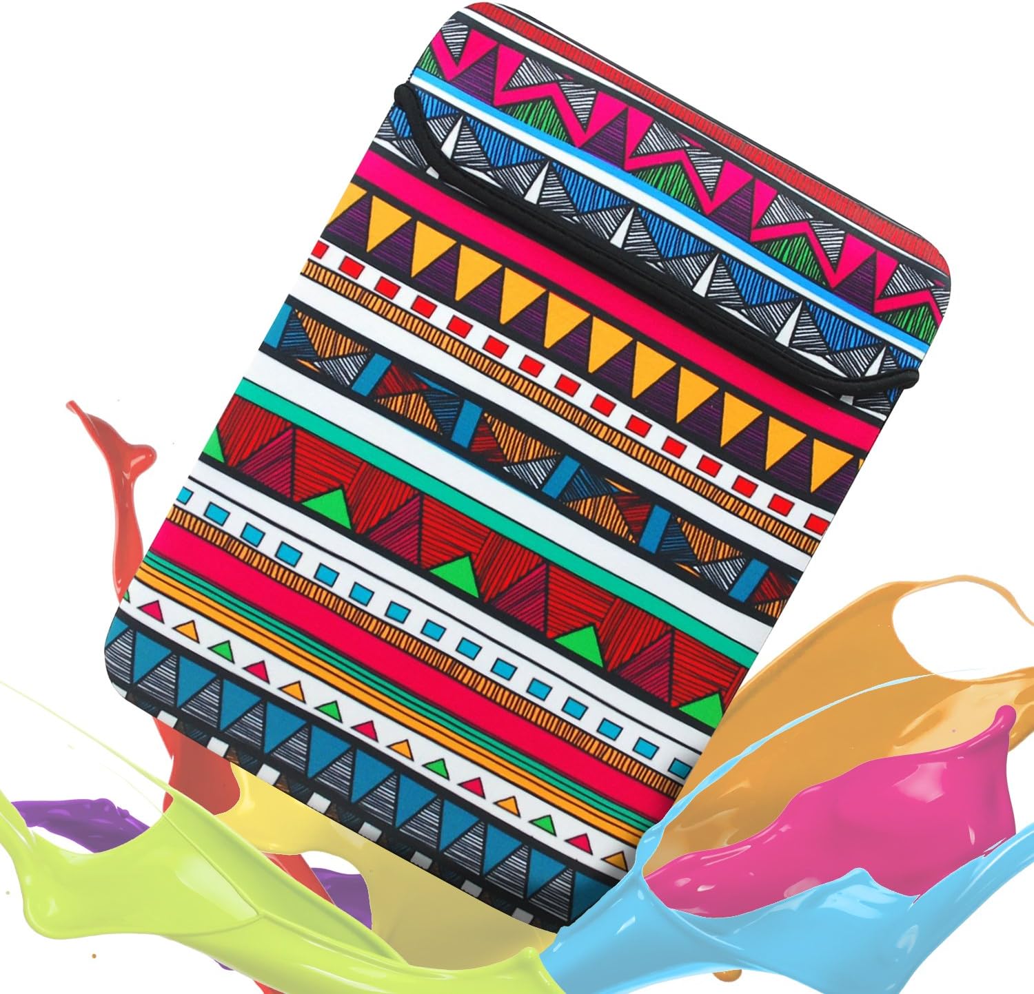Sinoguo Soft Neoprene Water Resistance Sleeve Colorful Exotic Style Pattern Both Sides Bag Handmade Case for Apple 13" Macbook Pro / Macbook Air / Macbook Pro with Retina Display and Most Popular 13-13.3 Inches Laptop / Notebook / Ultrabook / Netbook Also Use As A Mouse Pad