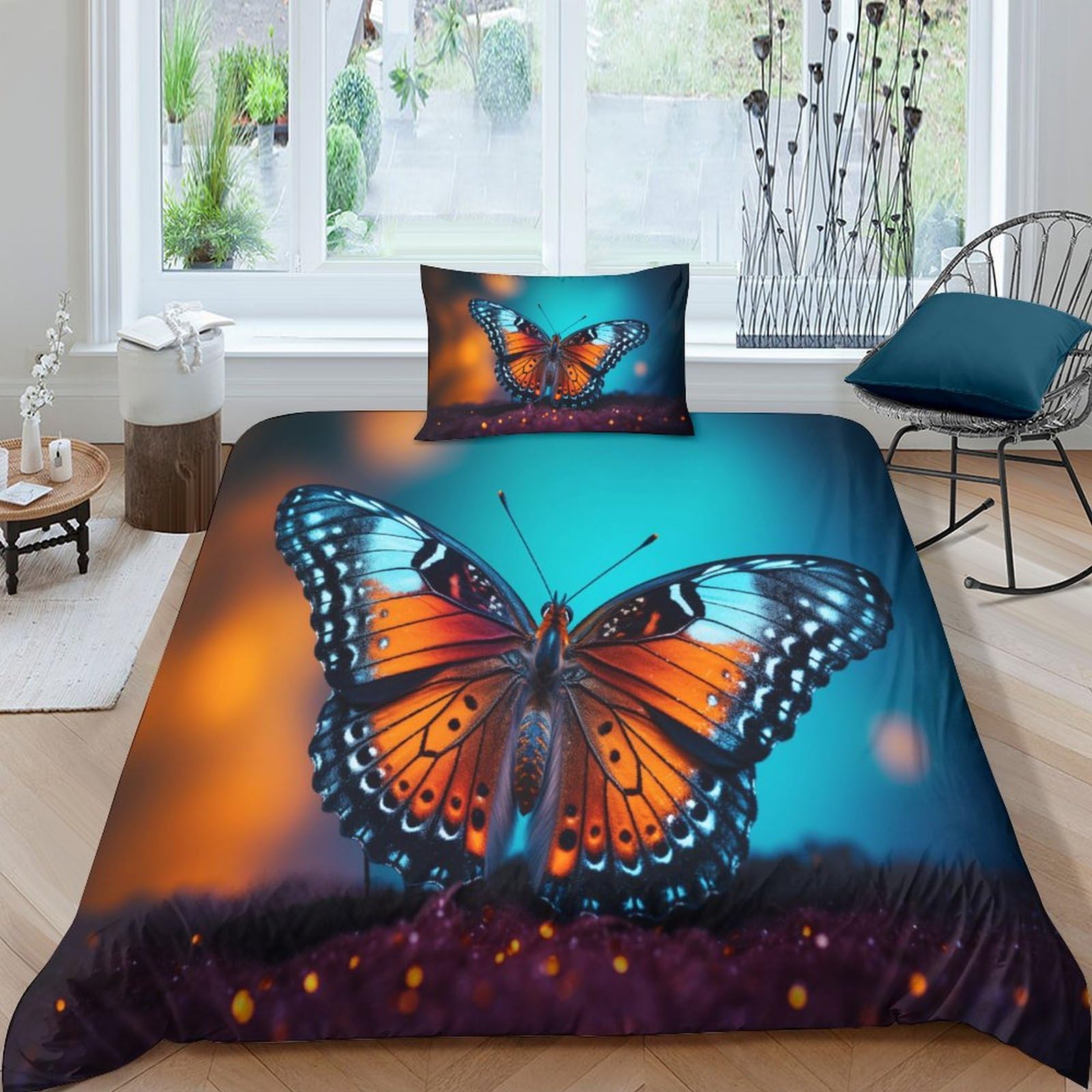 Housse de couette papillon 3D pour changer de lit facilement grâce à sa fermeture éclair