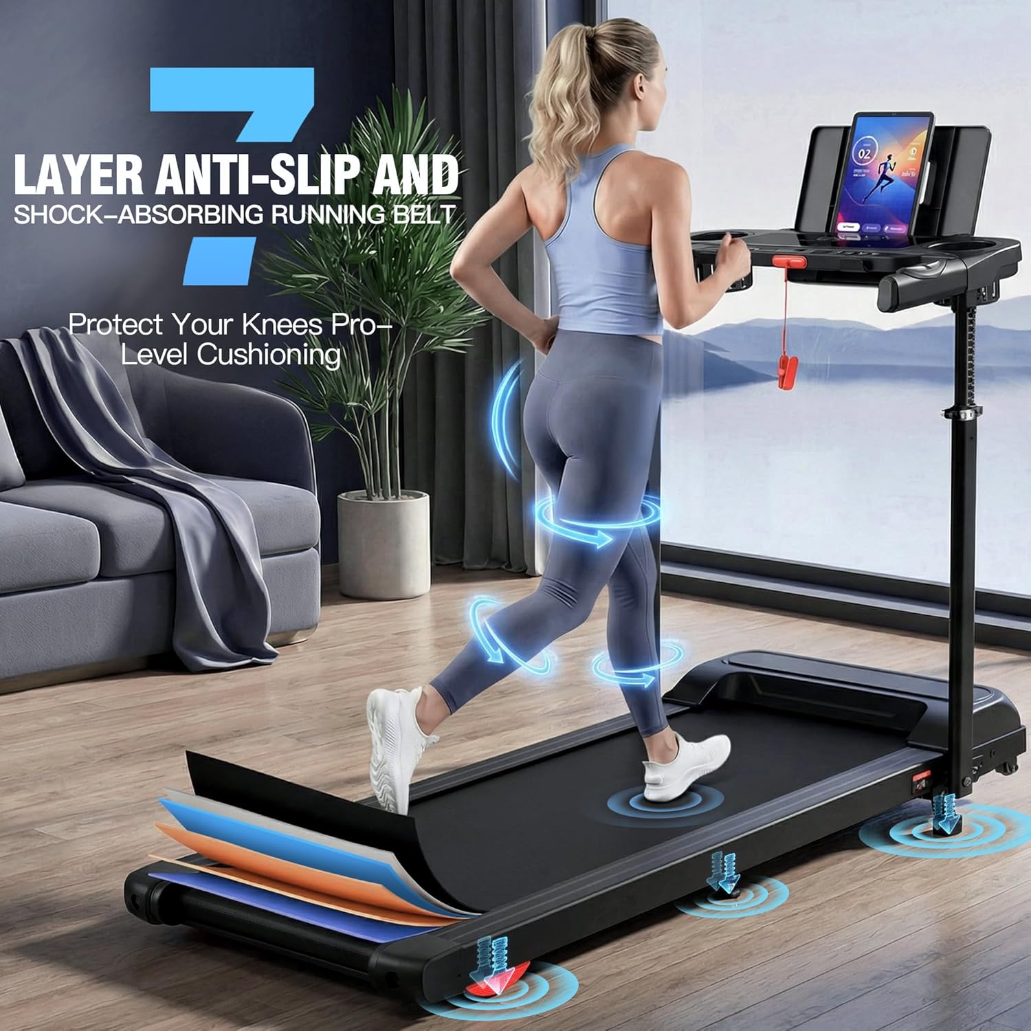 ANCHEER Walking Pad Treadmill with 15% Incline & Height-Adjustable Handlebar, Foldable Treadmill for Home & Office with Handle Bar, 3.5HP Quiet Walking Pad with Desk, 450 lbs Weight Capacity