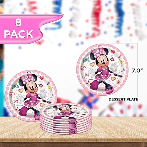 Miniatura 2 de Unique Paquete de vajilla Minnie Mouse  Platos, servilletas  Fiesta de cumpleaños para niños, decoración de baby shower, suministros de decoración