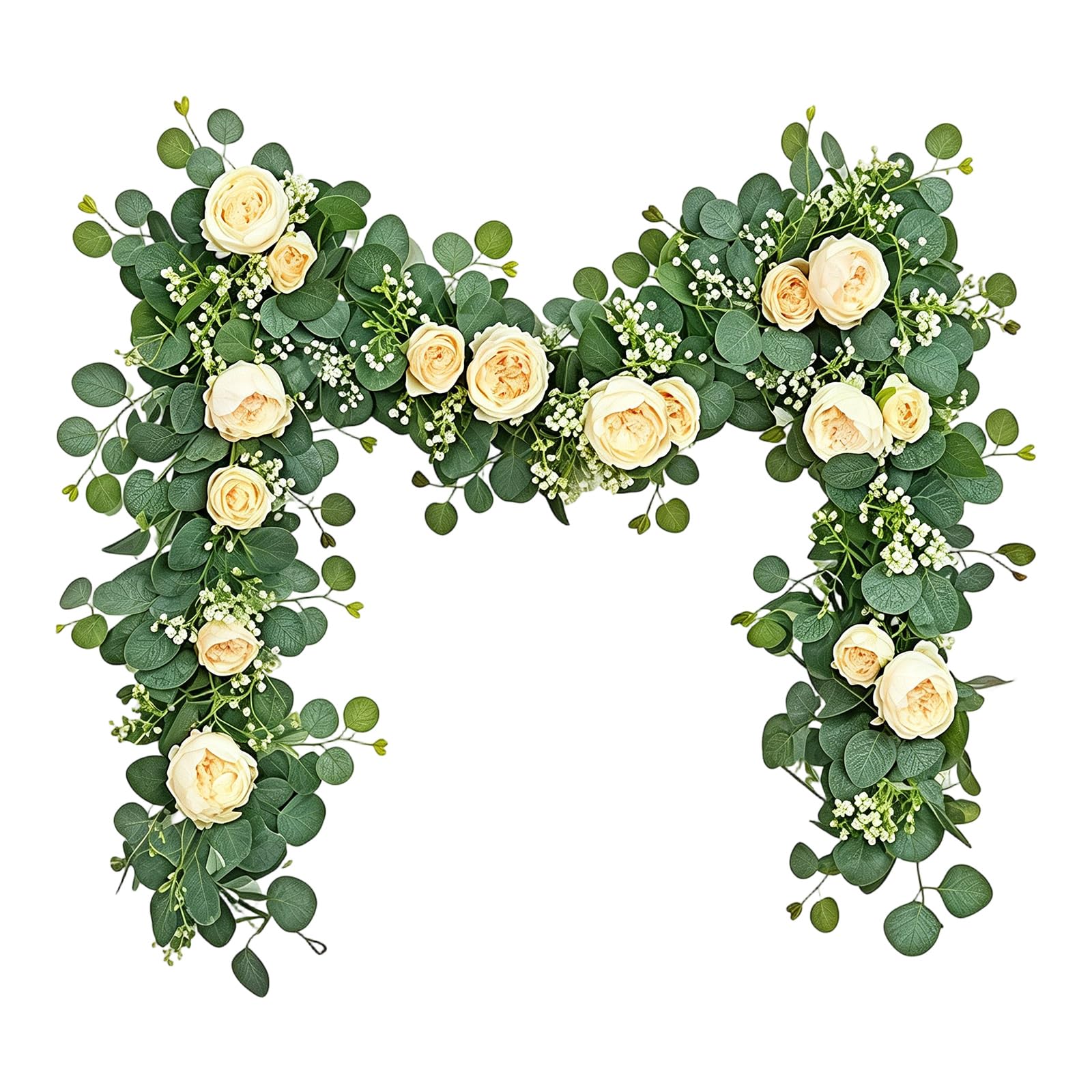 Arch Flower Garland 70.8in Artificial Peony Vine with Greenery and Small White Floral Accents for Ceremony Backdrops Bridal Arch Vine Reception Flowers Ceremony Backdrop Greenery Strand Floral Swag