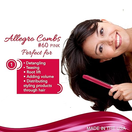 Miniatura 3 de Allegro Combs Peines para peluquería de peluquería de peluquería de 3 filas para cabello natural y pelucas para cabello rizado, fabricados en los