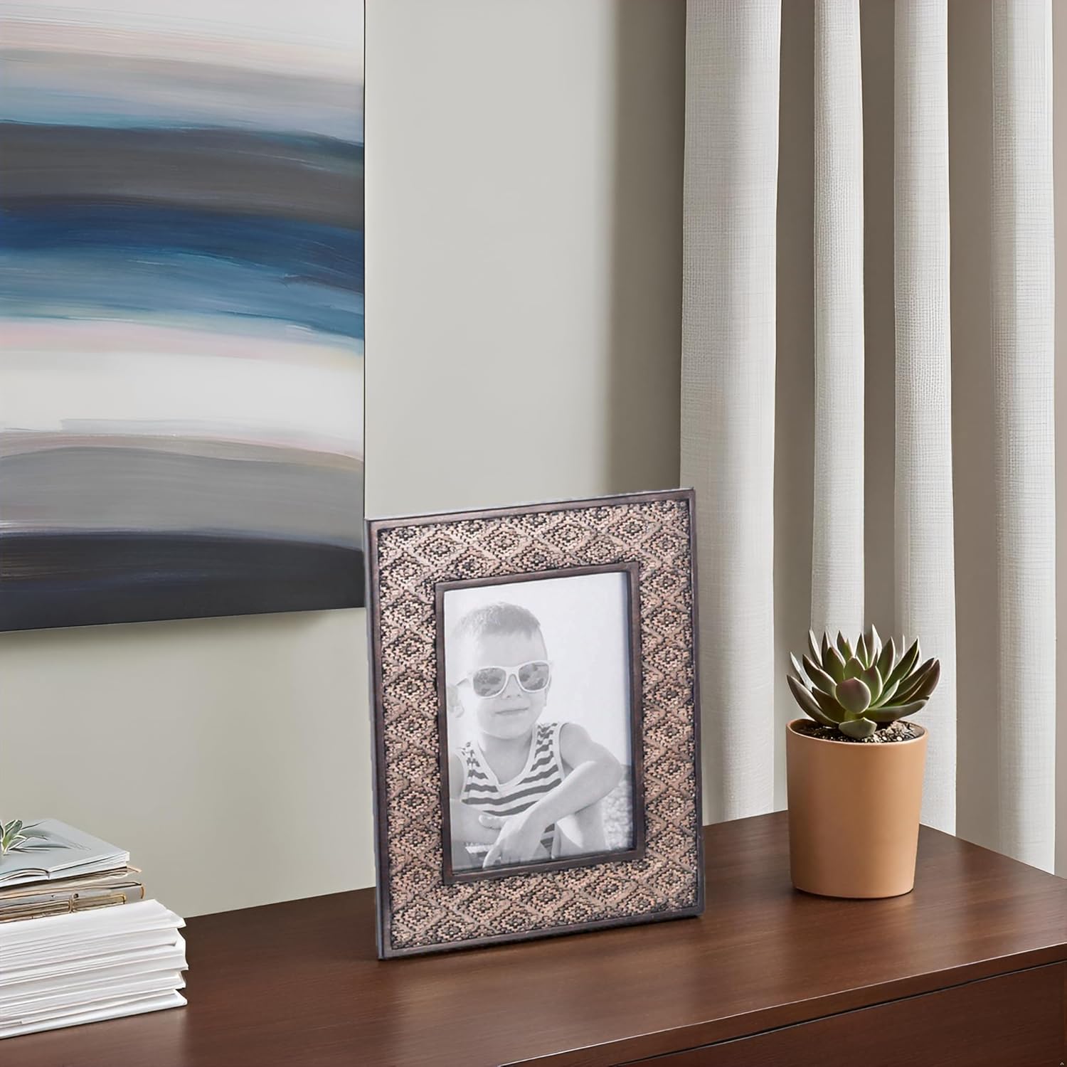 Creative Scents Dublin Brown 5"X7" Picture Frame - Wall Decor Living Room or Table Top - Desktop Photo Display with High Definition Glass Front & Easel Back, for Entryway, Bedroom or Coffee Table